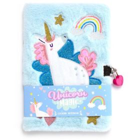   Unikornis napló kulccsal, 22,5x15x2cm, plüss borítóval, vonalas, Unikornis varázslat