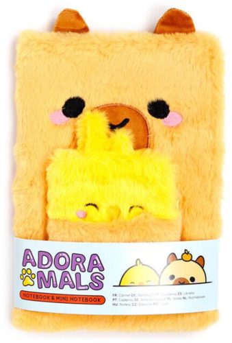 Kapibara napló csibés mini notesszel, A/5, vonalas, plüss borítóval