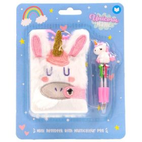   Unikornis napló többszínű tollal, A/7, plüss borítóval, vonalas, Unikornis varázslat