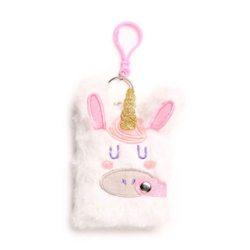 Unikornis napló többszínű tollal, A/7, plüss borítóval, vonalas, Unikornis varázslat