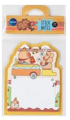 Kapibara öntapadós jegyzettömb, 70x90mm, 30 lapos, többféle mintával