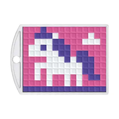 Pixel kulcstartókészítő szett 1 kulcstartó alaplappal, 3 színnel, rózsaszín-lila unikornis