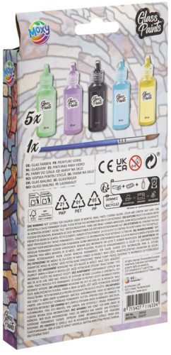 Üvegfóliafesték készlet ecsettel, 5x20ml, Moxy