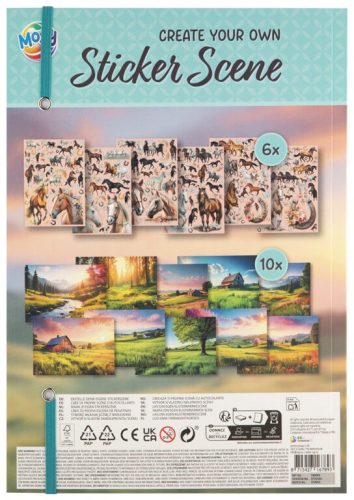 Matricázós készlet, A/4, 10 háttér és 6 ív matrica, lovak