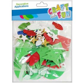   Dekorgumi, öntapadós, karácsonyi formák, 74 db-os, fenyőfa díszekkel