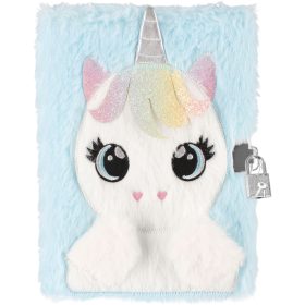 Unikornis napló kulccsal, A/5, plüss borítóval, Unicorn