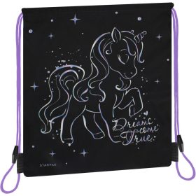 Unikornis tornazsák 38x33cm, fekete, Starpak