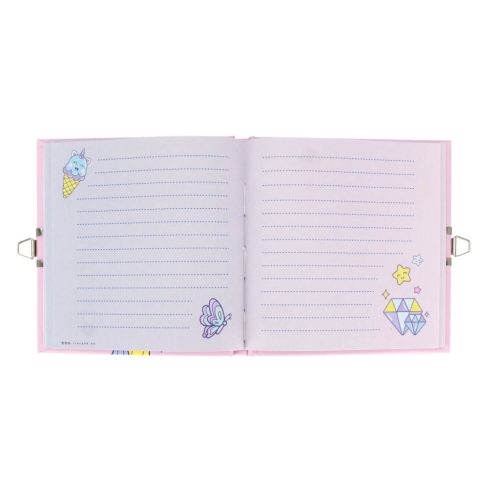 Unikornis napló kulccsal, 13x13cm, rózsaszín (558484)