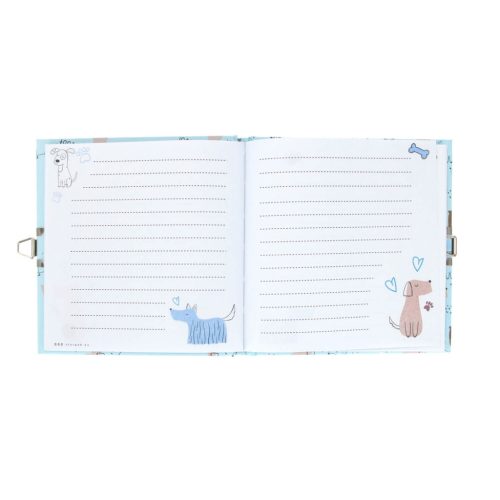 Kutyás napló kulccsal, 13x13cm, kék, csillagos háttér