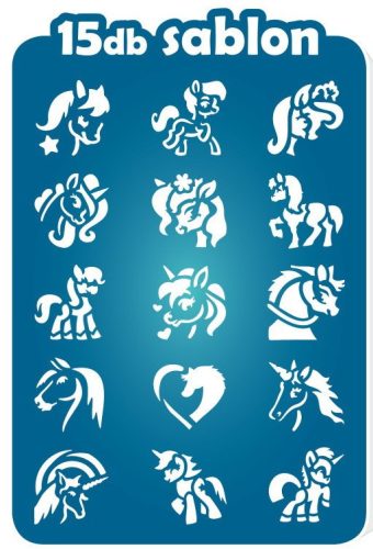 Sablonok, közepes, 15 db-os, lovak és unikornisok (CTMS-0073)