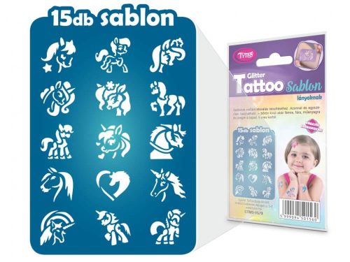 Sablonok, közepes, 15 db-os, lovak és unikornisok (CTMS-0073)