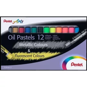   Olajpasztell kréta, PENTEL, "Arts", 12 különböző fluoreszkáló és metál szín