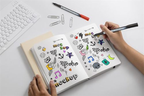 Tűfilc készlet, 0,4 mm, PENTEL "Pointliner", 6 különböző szín