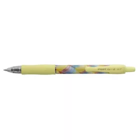   Zseléstoll, 0,32 mm, nyomógombos, sárga tolltest, PILOT "G-2 Flow", kék