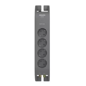   Elosztósor, 4 csatlakozóaljzat, túlfeszültség-védelemmel, 2 m kábel, PHILIPS, sötétszürke