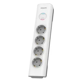   Elosztósor, 4 csatlakozóaljzat, túlfeszültség-védelemmel, 2 m kábel, PHILIPS, fehér