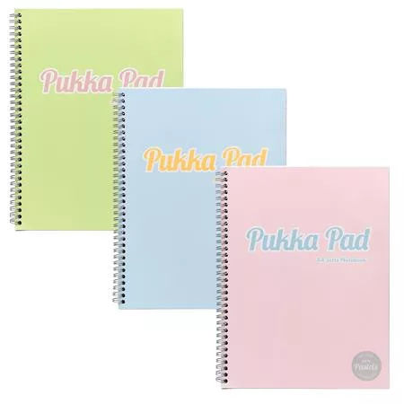 Spirálfüzet, A4, vonalas, 100 lap, PUKKA PAD "Pastel Jotta Pad", vegyes szín