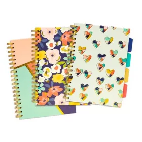  Spirálfüzet, B5, vonalas, 100 lap, PUKKA PAD "Floral Love Project Book", vegyes minta