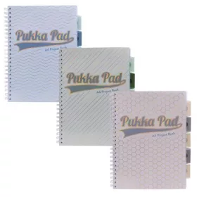   Spirálfüzet, A4, vonalas, elválasztóval, 100 lap, PUKKA PAD "Haze Project Book", vegyes szín
