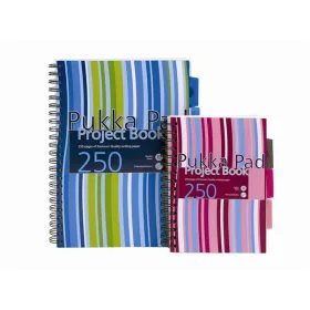   Spirálfüzet, A4, vonalas, 125 lap, PUKKA PAD "Stripe project book"