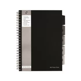   Spirálfüzet, A4, vonalas, 125 lap, PUKKA PAD "Black project book", fekete