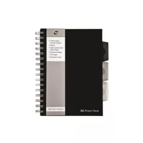   Spirálfüzet, A5, vonalas, 125 lap, PUKKA PAD "Black project book", fekete