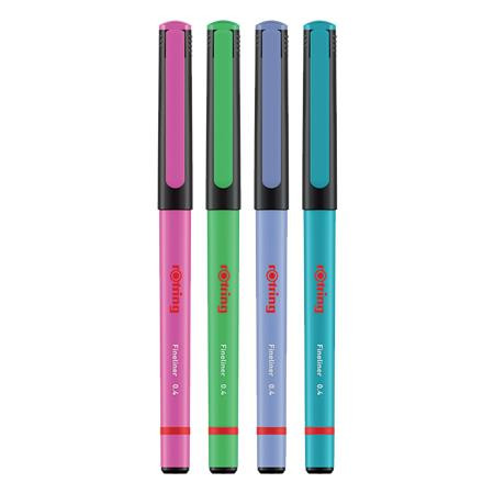 Tűfilc készlet, 0,4 mm, ROTRING "Liner", 4 különböző szín