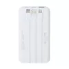 Power bank, beépített kábellel, 10.000mAh, RIVACASE "VA2211", fehér