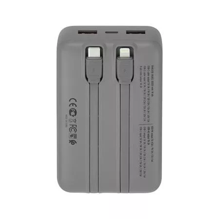 Power bank, beépített kábellel, 20.000mAh, RIVACASE "VA2612"