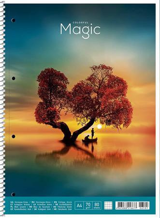 Spirálfüzet, A4+, kockás, 80 lap, SHKOLYARYK "Colourful magic", vegyes