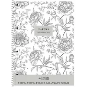   Spirálfüzet, kockás, A4+, 80 lap, SHKOLYARYK "Vintage flowers", vegyes
