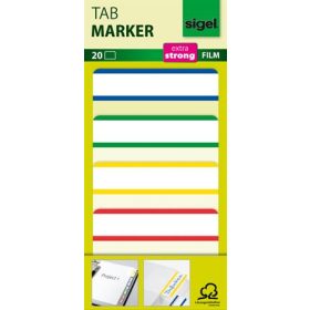   Jelölőcímke, megerősített, fehér szélű, 50x38 mm, 4x5 db, SIGEL, vegyes színek