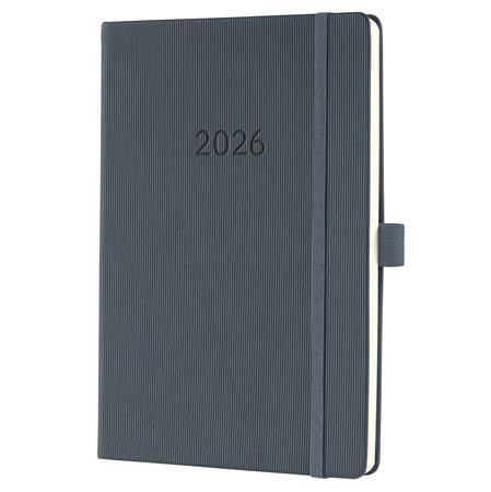 Naptár, A5, heti, 2026, kemény borító, SIGEL "Conceptum", sötét szürke