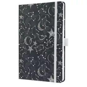   Jegyzetfüzet, exkluzív, 135x203 mm, vonalas, 87 lap, keményfedeles, SIGEL "Jolie", Cosmic Fantasy Black