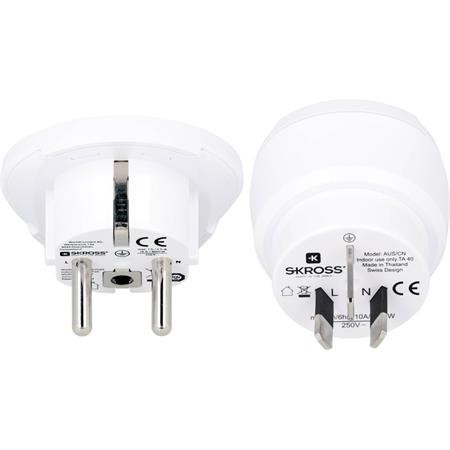 Adapter, Ausztráliába, Kínába, Európába utazóknak, földelt, SKROSS