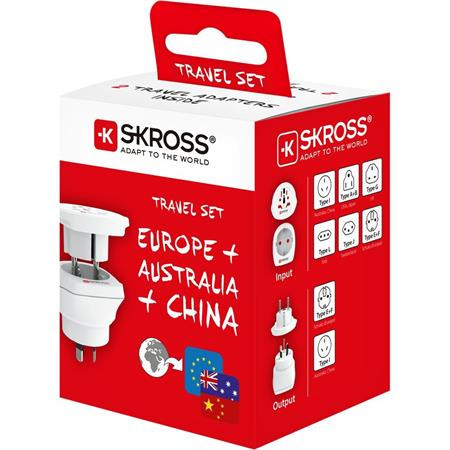 Adapter, Ausztráliába, Kínába, Európába utazóknak, földelt, SKROSS