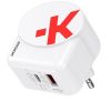 Hálózati töltő, 1xUSB-A, 1xUSB-C, PD, 45W, GaN, USB-C kábel, SKROSS