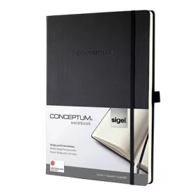   Jegyzetfüzet, exkluzív, A5, kockás, 97 lap, keményfedeles, SIGEL "Conceptum", fekete