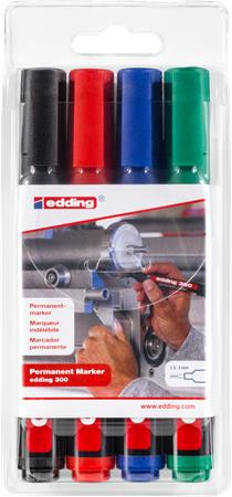 Alkoholos marker készlet, 1,5-3 mm, kúpos, EDDING "300", 4 különböző szín