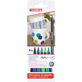   Ecsetirón készlet, porcelánra, EDDING  "4200 Cool color", 6 különböző szín