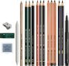 Ceruza készlet, száraz technikákhoz, FABER-CASTELL "Discovery set", 17 db-os szett