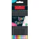 Színes ceruza készlet, háromszögletű, FABER-CASTELL "Black Edition",  6-6 különböző neon és pasztell szín