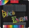 Színes ceruza készlet, háromszögletű, fémdobozban, FABER-CASTELL "Black Edition",  24 különböző szín