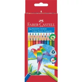   Színes ceruza készlet, háromszögletű, FABER-CASTELL "Papagáj", 24 különböző szín