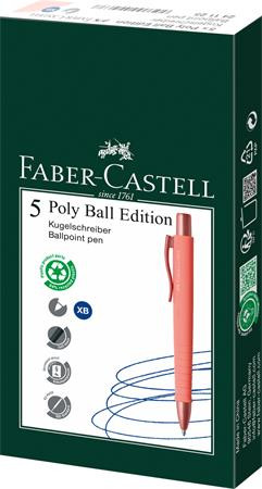 Golyóstoll, 0,7 mm, nyomógombos tolltest, korallpiros tolltest, FABER-CASTELL "Poly Ball Urban", kék