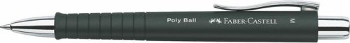Golyóstoll, 0,7 mm, nyomógombos tolltest, fekete tolltest, FABER-CASTELL "Poly Ball", kék
