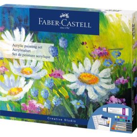   Akrilfesték készlet festővászonnal, tubusos, FABER-CASTELL "Creative Studio", 12 különböző szín