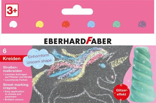 Aszfaltkréta készlet, EBERHARD-FABER "Unikornis", 6 csillámos szín