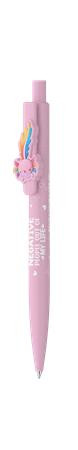 Golyóstoll, 0,8 mm, nyomógombos, rózsaszín tolltest, ICO "Axolotl", kék