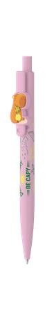 Golyóstoll, 0,8 mm, nyomógombos, ICO "Capybara", pasztell rózsaszín